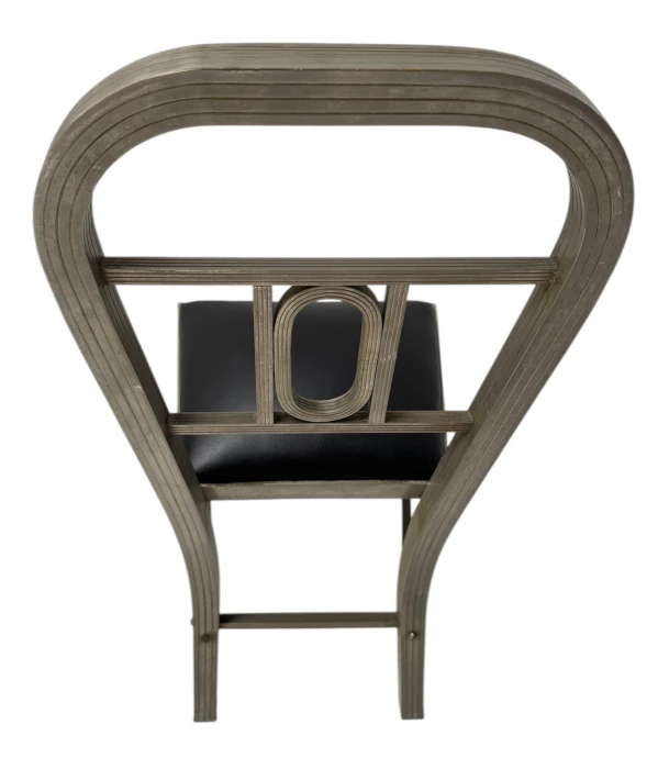 Two French Art Deco Side Chairs with Black Leather Seats, 1930s